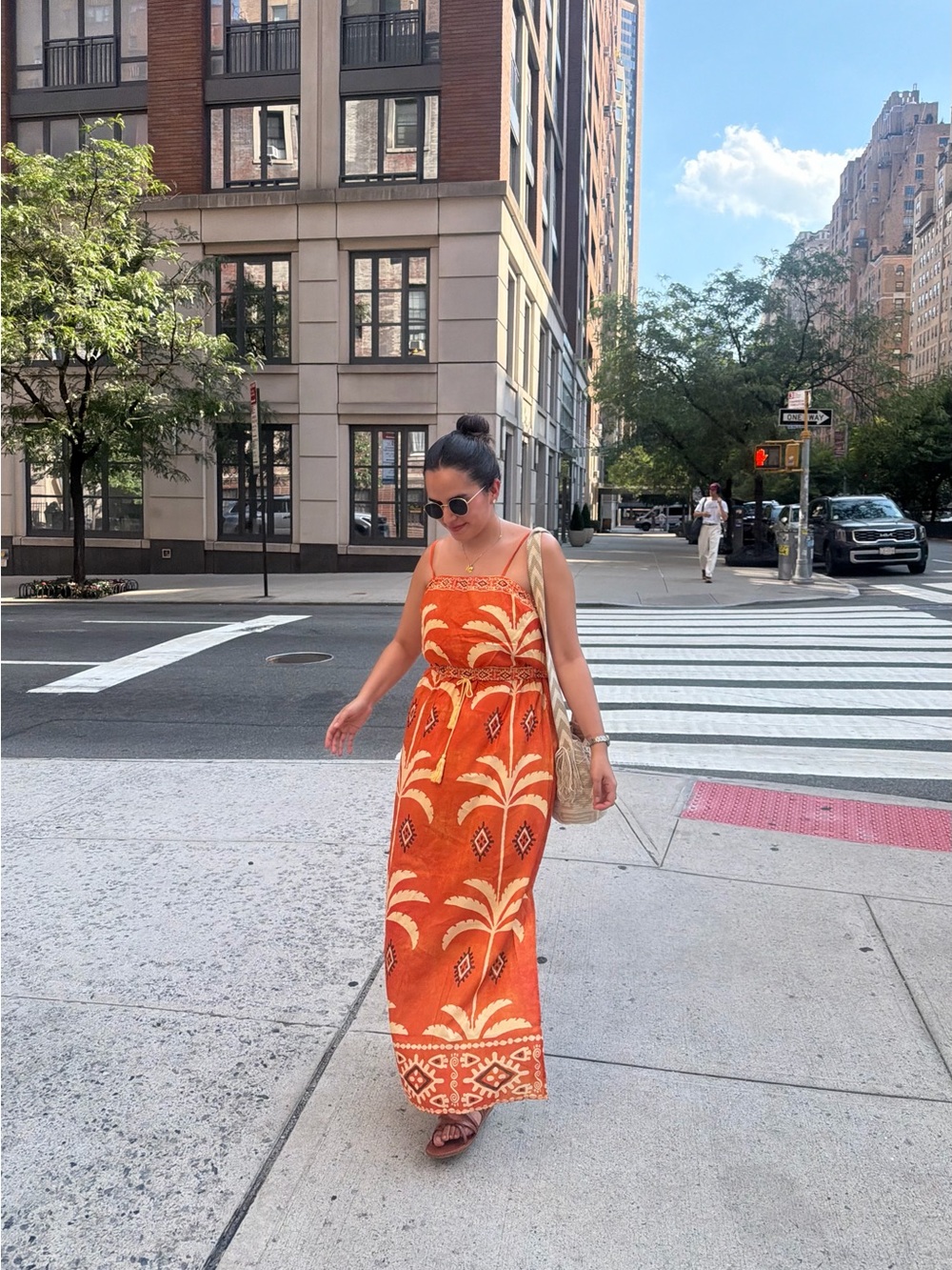 Orange printed maxi dress